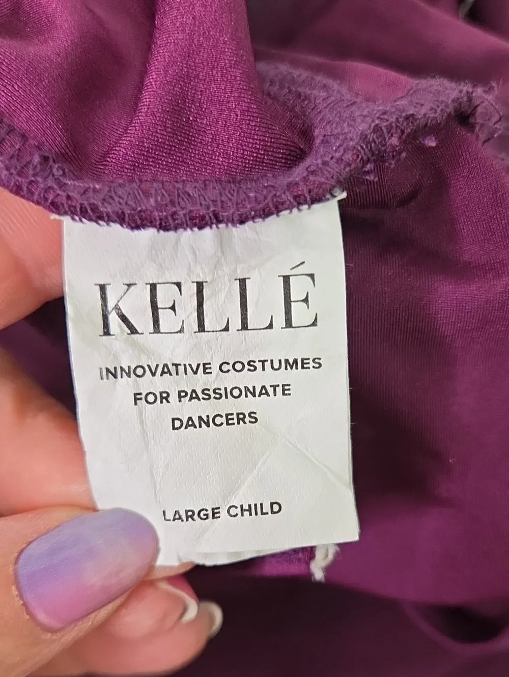 Kelle. Elegant Plum Dance Costume with Embellishments. Size LC. Like New